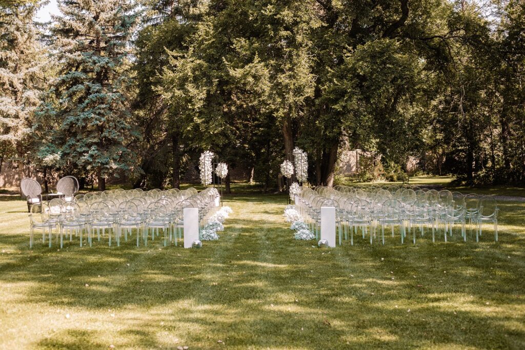 Norland Historic Estate wedding ceremony set up on the lawn